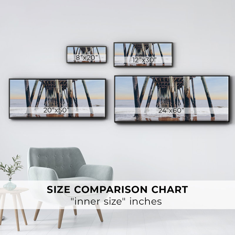 Under the Pier - Impression sur toile avec cadre flottant, H 12 po x l 30 po x P 1,5 po, Noir