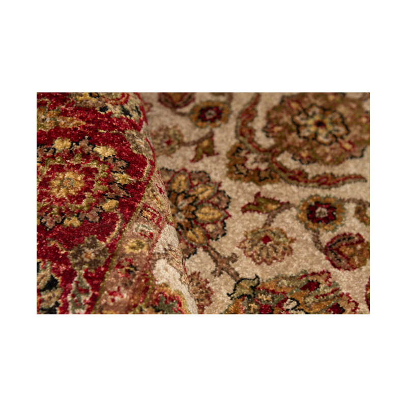 Wool Oriental Area Rug in Ivory/Red
