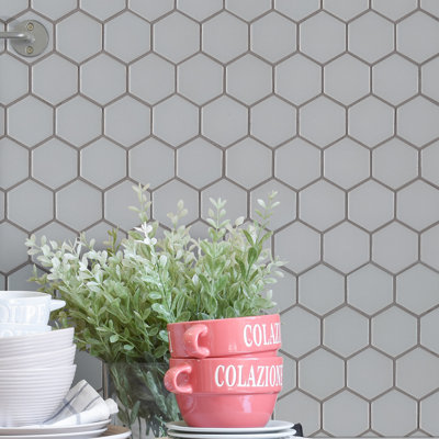 Lume Gray Hexagon 11 in. x 13 in. Matte Porcelain Mosaic Floor and Wall Tile