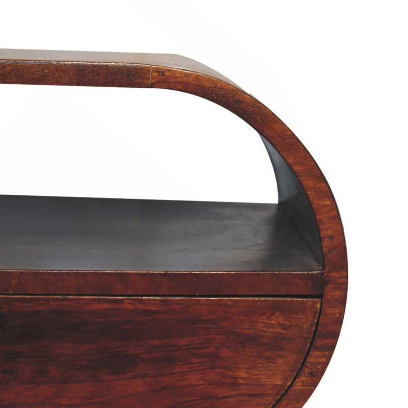 Wood Large Chestnut Circular Open Bedside