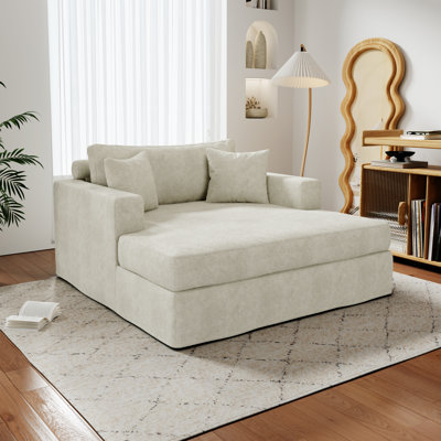 Oversized Chenille Slipcovered Chaise Lounge Chair,Upholstered Sleeper Sofa Bed by Latitude Run