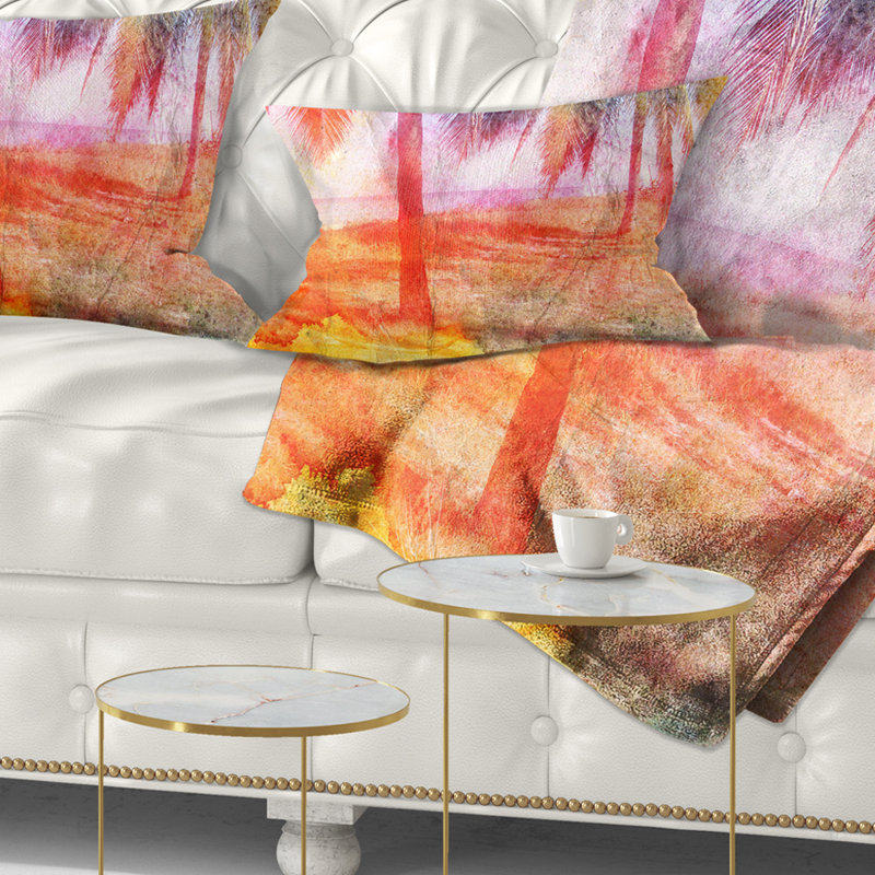 Coussin lombaire paysage palmiers rétro