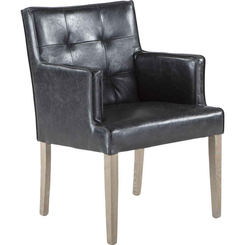 Chung Faux Leather Armchair, Black Faux Leather