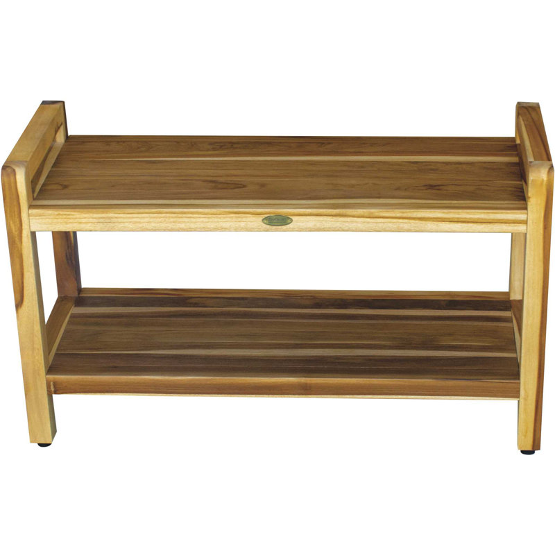 Teak Corner Shower Bench, 21" H x 14" W x 35" D, Natural