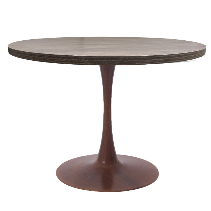 Table de salle à manger ronde de 36 po avec plateau en panneau de fibres à densité moyenne et base en bois pour piédestal