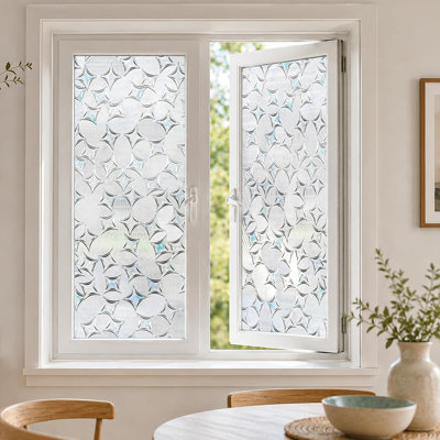 Window Privacy Film, 3D Stained Glass Window Film for Bathroom, Front Door, Home, Sun Blocking Heat Control, Static Cling, Scattered Galaxy 23.6x35.4in