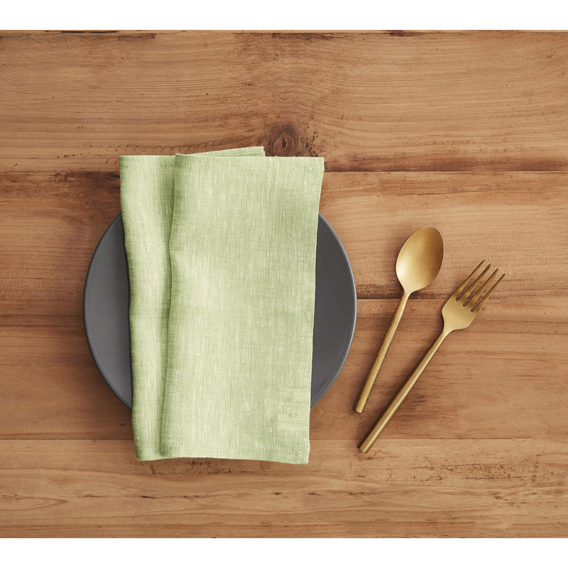 100% Pure Linen Cocktail Napkins - Athena, Chambray Green