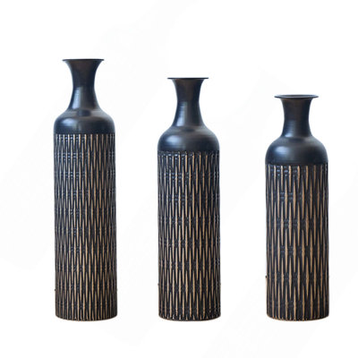 Sophisticated Vases With Artistic Texture For Home And Event Decor(Set Of 3)