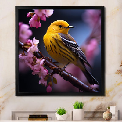 «Yellow Bird On Blossom Cherry I» sur toile