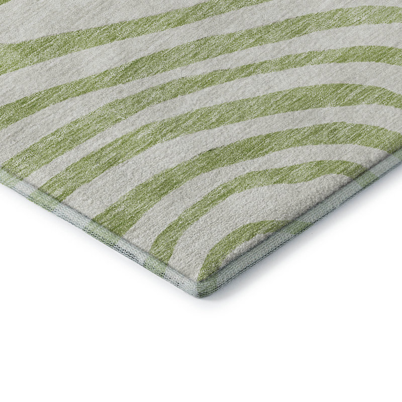 Premium Machine Washable Prisco Green Rug, Rectangle 9' x 12'
