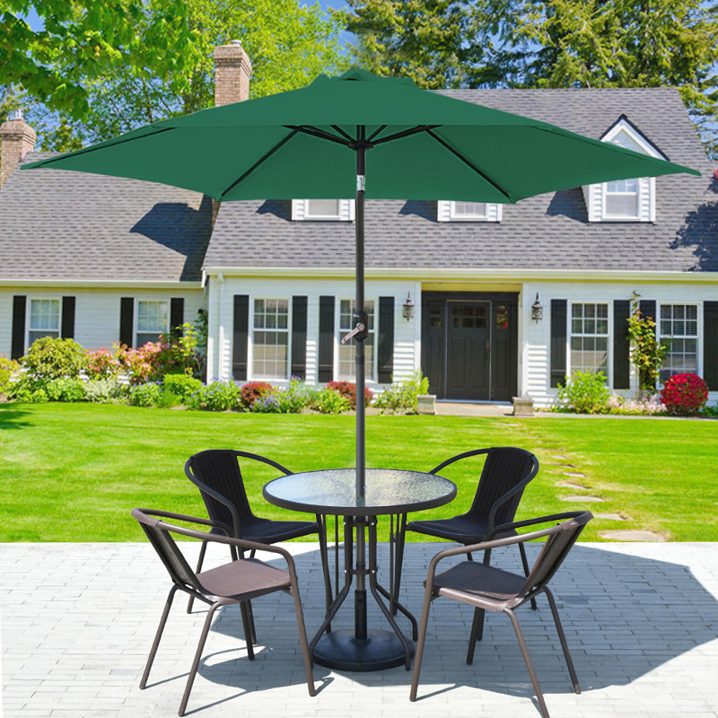 Quintana Round Patio Outdoor Parasol Green, 220cm H x 250cm W x 250cm D