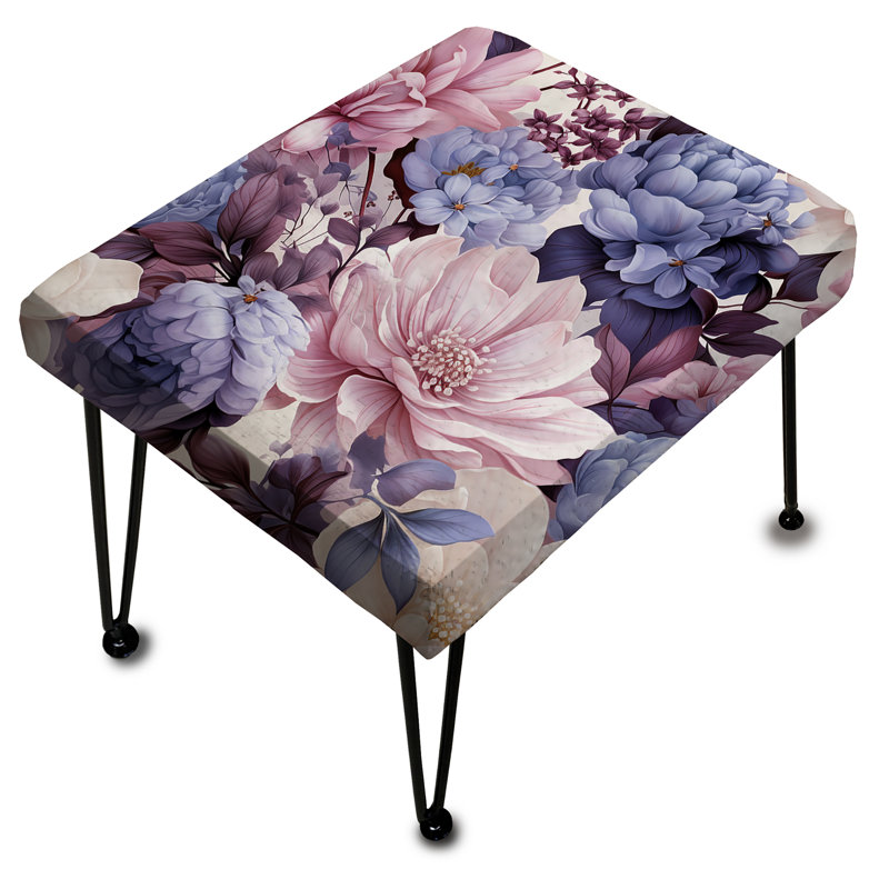 Repose-pieds rectangulaire bleu et mauve
