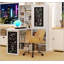 Bureau convertible pliable, bureau d'ordinateur mural avec tablettes réglables et tableau d'écriture