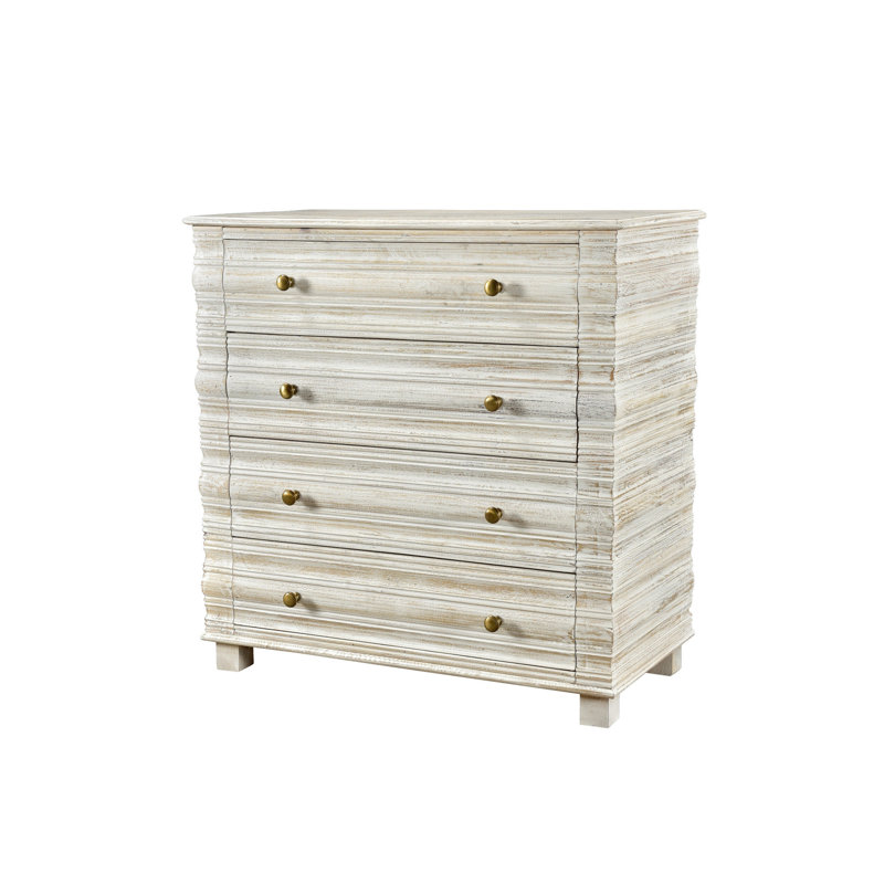 36" White Solid Wood Four Drawer Standard Chest