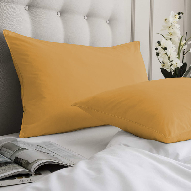 Super Soft Microfiber Housewife Pillowcase Set Of 2, Easy-Care Bedding , Ochre