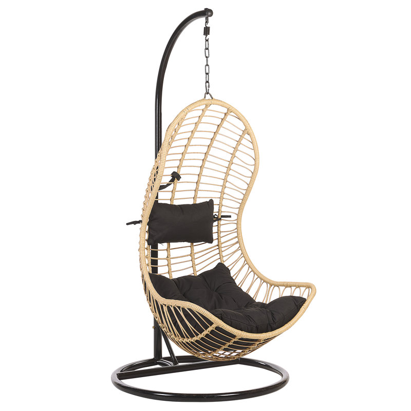 Shayna Swing Chair with Stand, Beige, Black