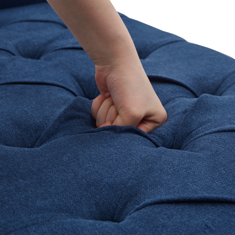 Banc de rangement en polyester touffeté, Bleu, H 23,6 po x l 48 po x P 18,9 po