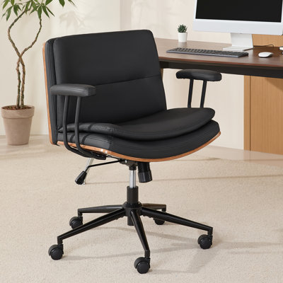Office Desk Chair with Armrests & Wheels, Modern Swivel Rolling Task Chair by Latitude Run