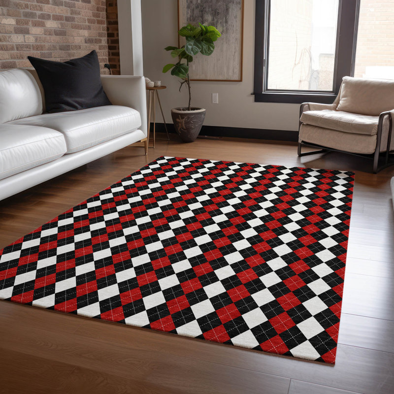 Tapis noir intérieur / extérieur lavable à la machine Xhevrie, Rectangle 10 pi x 14 pi