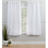 Exclusive Home Catarina Layered Solid Room Darkening and Sheer Hidden Tab/Rod Pocket Top Curtain Panel Pair
