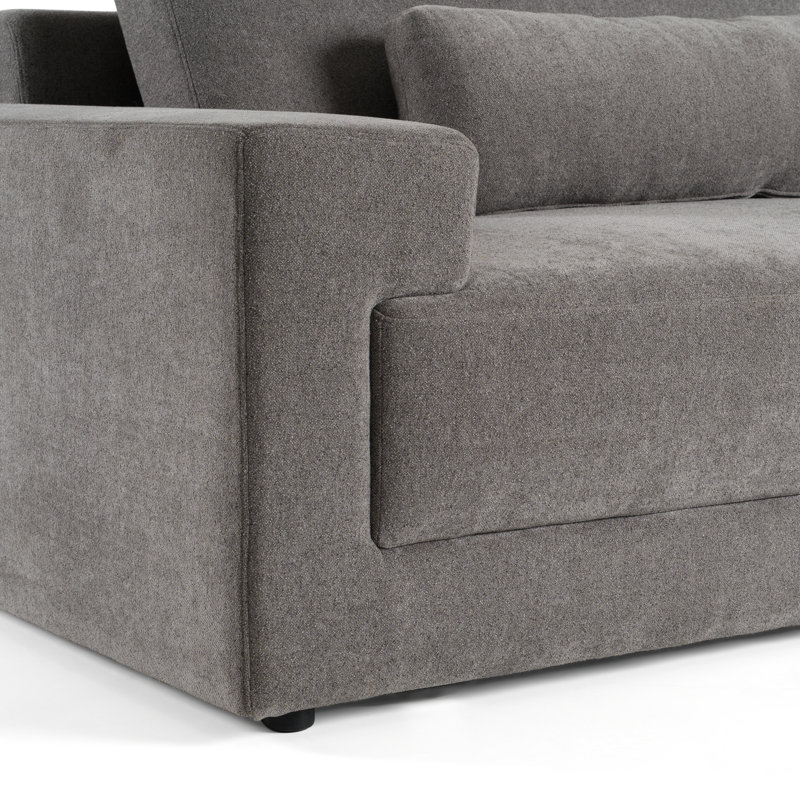 Jahziyah - Canapé modulaire moderne faisant face à la droite en tissu gris