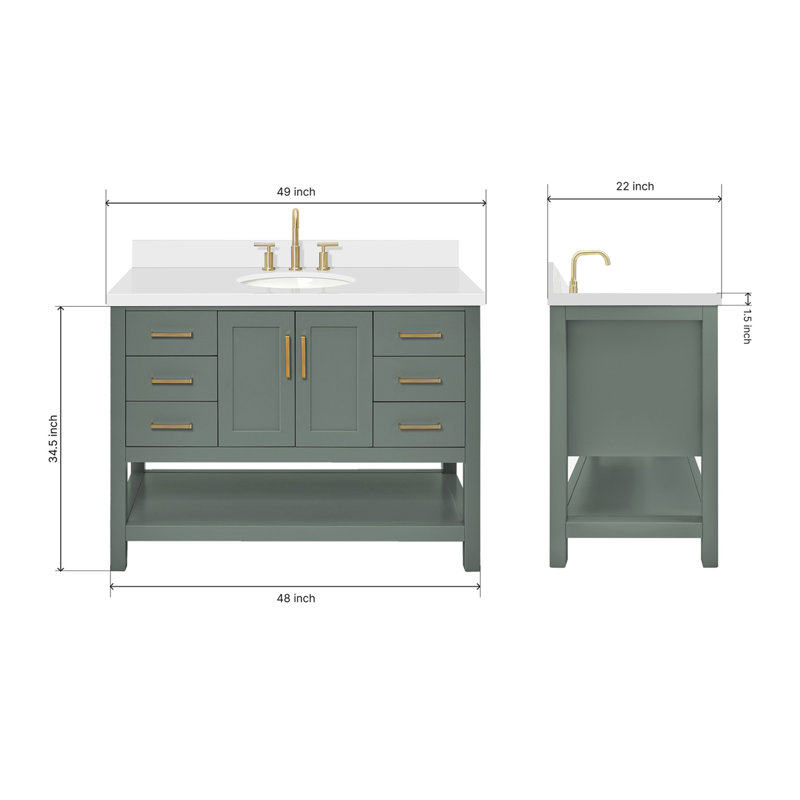 Magnolia Bath Vanity Rectangular Basin S049SWQ, Oval, Vintage Green