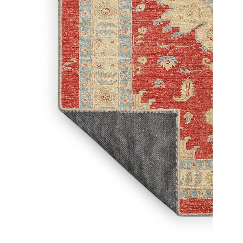 Tapis orange/bleu clair/brun clair traditionnel, Rectangle 4 pi x 6 pi