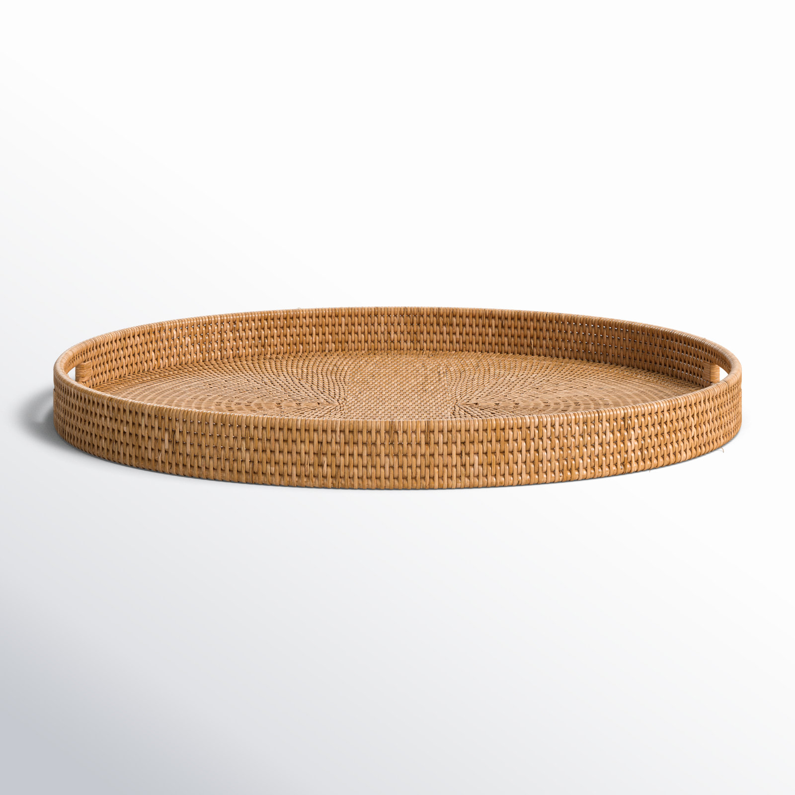 Artifacts Rattan Oval Ottoman Tray With Cutout Handles, Honey Brown, 23"W x 20"D x 2"H