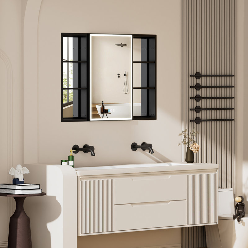 Armoire murale à miroir encastrée ou à fixation murale en surface 30 po Jasamine, H 30 po x l 44 po x P 4,63 po, Droite
