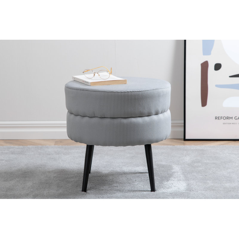 Sprague 40cm Wide Round Ottoman, Grey