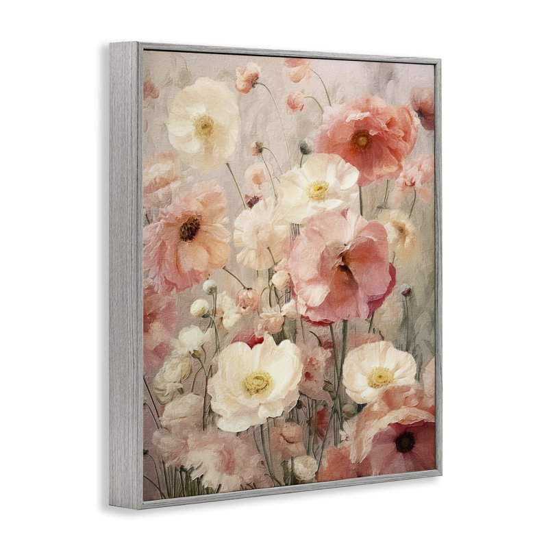 «Blush Floral Motif blanc», estampe numérique par RileyB, H 30 po x l 24 po, Estampe numérique Farmhouse