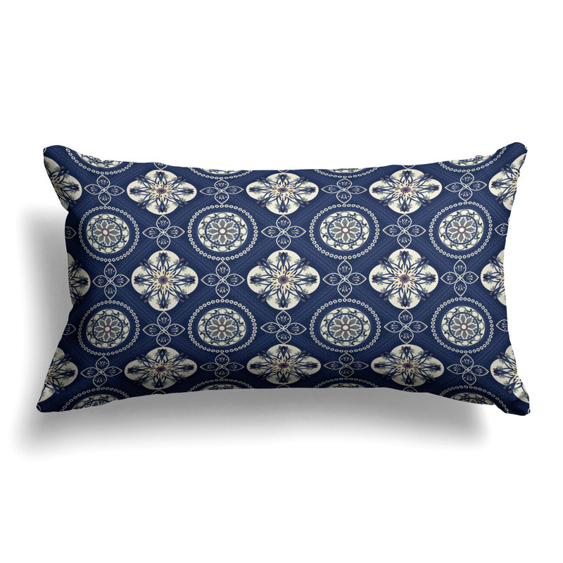 Coussin Mandala, Bleu / blanc