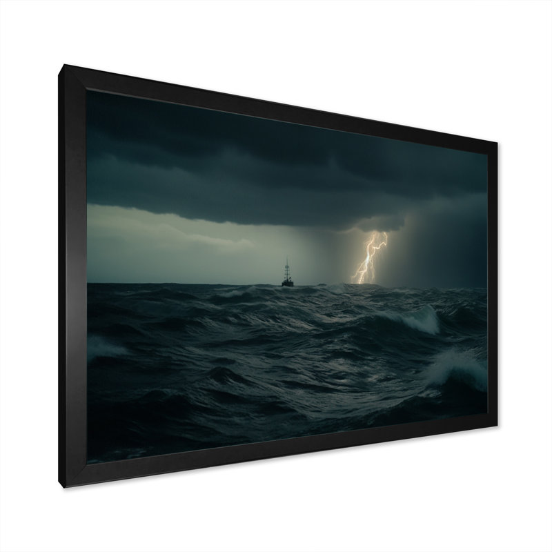 «Thunderstorm of the Sea II», impression sur toile, Cadre photo noir, H 12 po x l 20 po x P 1 po