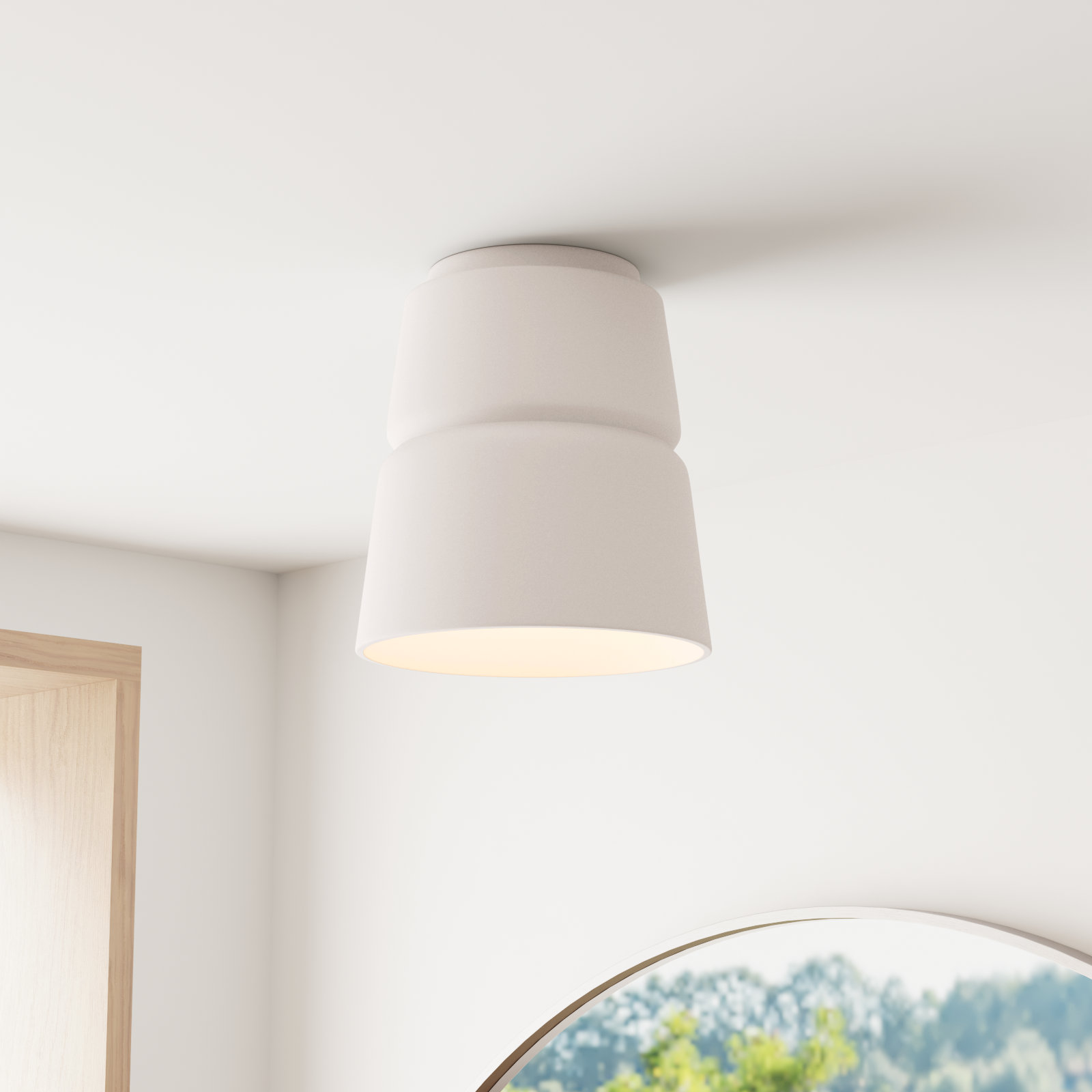 Logan 8" Single Light Flush Mount, Bisque, LED (Integrated)
