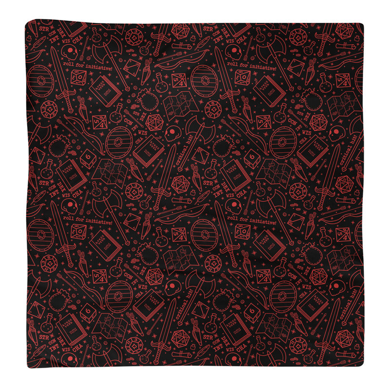 Serviette en coton à motif rpg lines, H 0,1 po x l 10 po x P 10 po, Noir / Rouge, Sergé de polyester