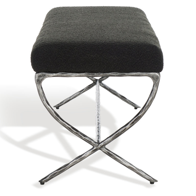Janeen Boucle And Metal Bench, Black, Black 