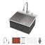 Évier utilitaire encastrable 25 po L 25 po x l 22 po avec robinet coulissant et distributeur de savon-123808862
