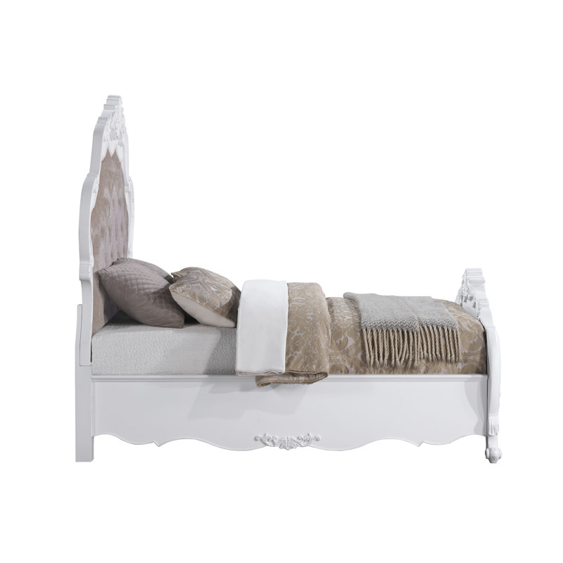 Latisha Button Tufted Bed in White