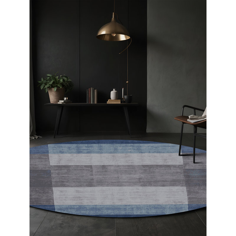 Machine Washable Gray Area Rug, Round 7'