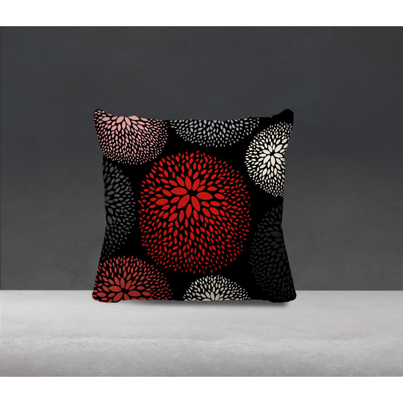 Housse et insert de coussin décoratif intérieur / extérieur Bavière, H 15 po x l 15 po, Rouge / noir