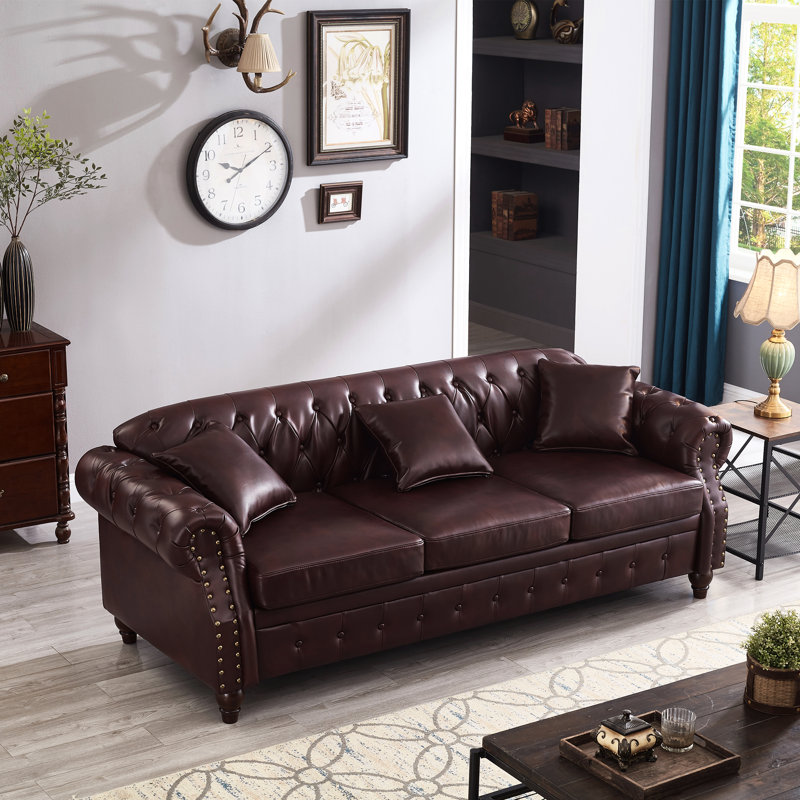 Luxueux canapé en similicuir avec rangement et sièges confortables pour le salon
