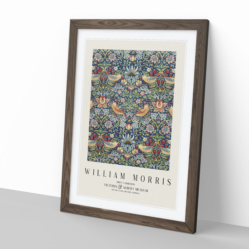 Strawberry Thief Vol.2 by William Morris - Single Picture Frame Print, 65cm H x 48cm W x 2cm D, Walnut Framed