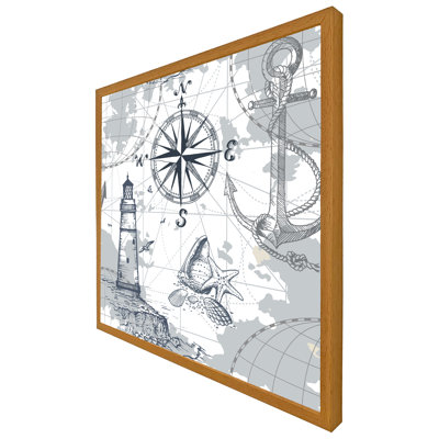 Nederland Compass & Map 1 Piece Single Picture Frame Wall Art