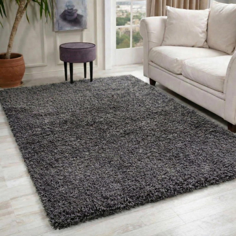 Esterly Solid Colour Shag Area Rug, Rectangle 120 x 170cm
