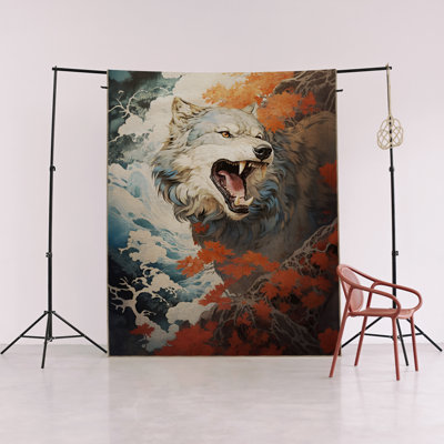 Multi-Colored Surrealist Wolf and Smoke Patterned Creative Modern Decorative Rug