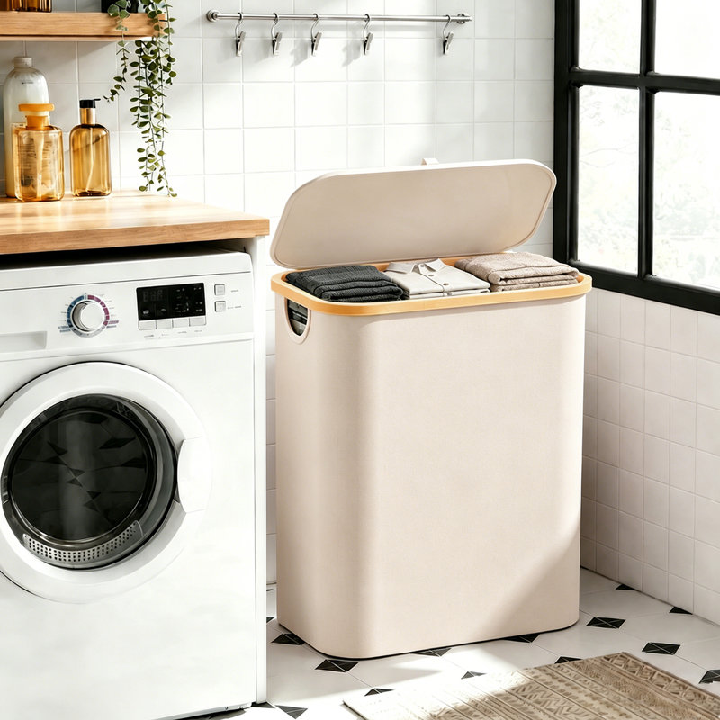 Panier à linge grande capacité 160L à l'épreuve des odeurs, 160 L, Beige