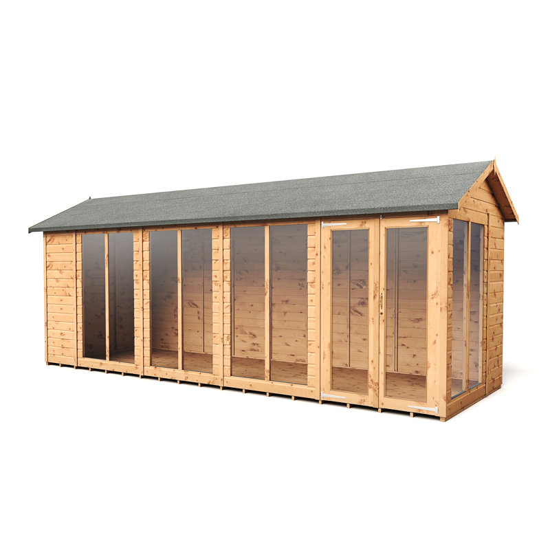 Empire Apex Summerhouse Shiplap Tongue & Groove 6X18 Double Door With Windows