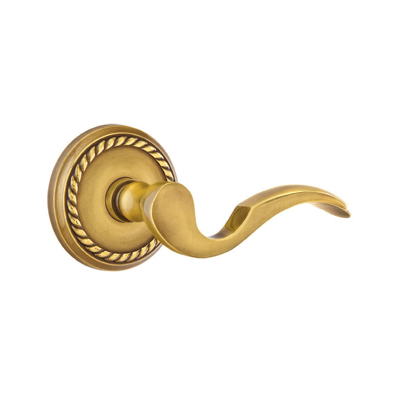 Poignée de porte avec rosette Cortina Passage (Hall & Closet), Droite, Laiton antique français