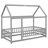 Thendara Floor Bed Frame, Wooden Platform Bed with House Roof Frame and Fence Guardrails-1204429193-1204429196