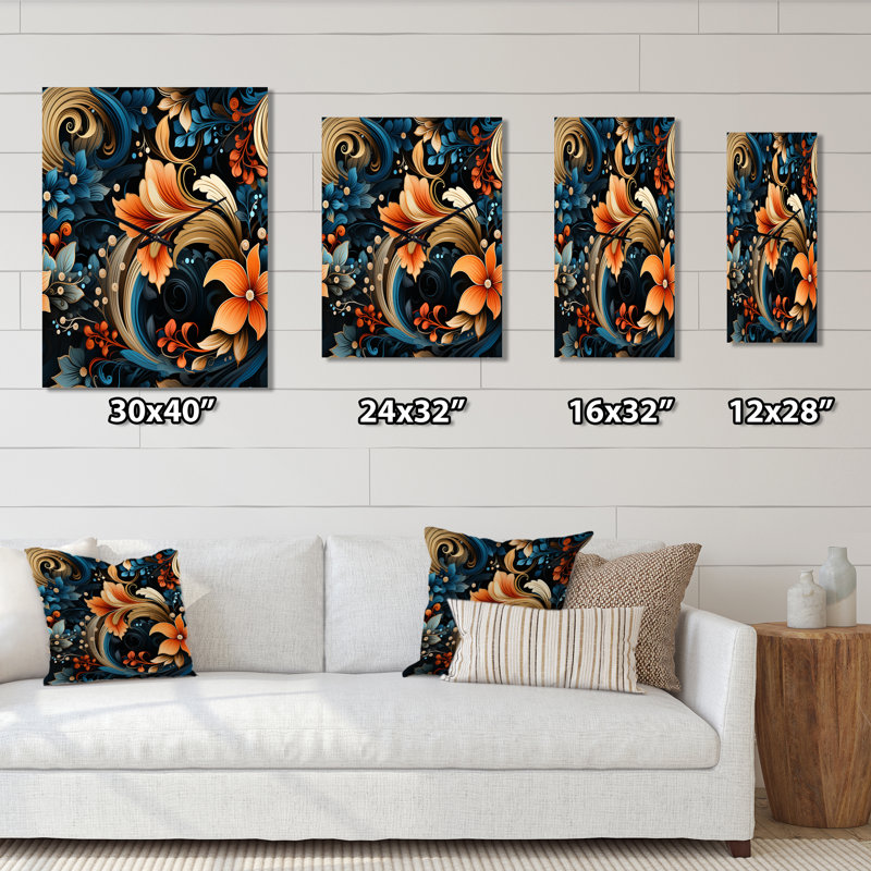 Rustic Paisley Radiant Gardens - Horloge murale rayée moderne, Moyen